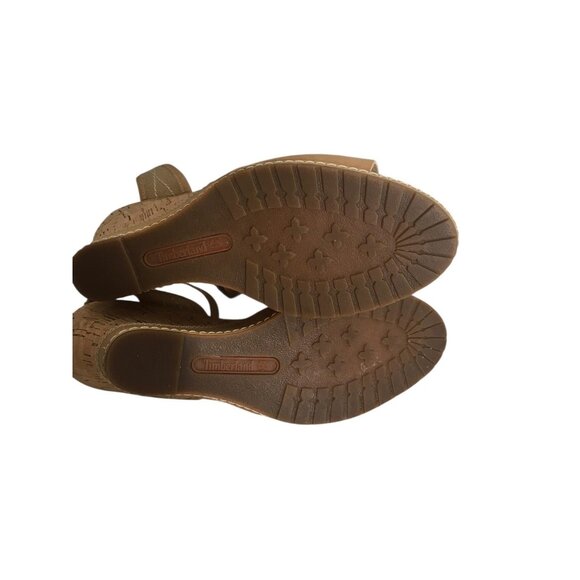 Timberland Earthkeepers Sandals Womens 7.5 Tan Wedge Cork Anti Fatigue Leather - Picture 5 of 14